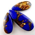 3pcs Lapis Lazuli &Gold Copper Bornite stone Teardrop Pendant Bead 48x18mm DIY