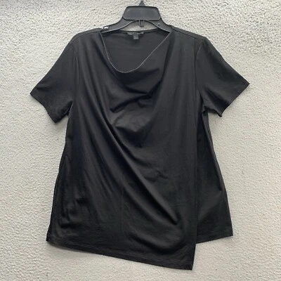 Blusa top manga corta envolvente sintética cuello capucha negra COS para mujer talla M Foto 1 de 4