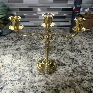 Vintage- 3 Arm Candelabra- Solid Brass - Beautiful, Simple & Elegant - Picture 1 of 10