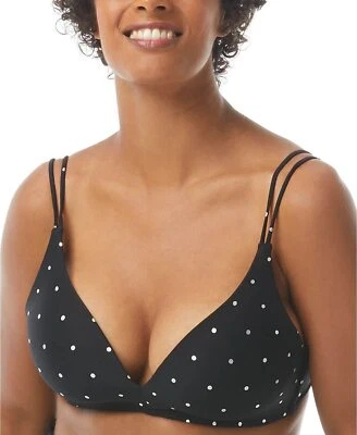 Coco Reef Metallic Dot Formfit Wire-Free Bikini Top, 32D/34D, Black - Image 1 of 3