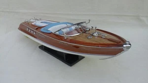 Calidad Riva Aquarama 21" (L50cm) Asiento Blanco-Azul Hecho a Mano Barco Envío Gratis - Imagen 1 de 5