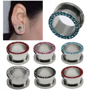 Ear Plugs Piercing Jewelry Piercing Expander Punk Simple Crystal Hollow K - Picture 1 of 17