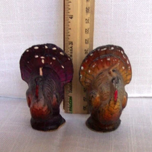 Vintage 3" Gurley Thanksgiving Turkey Candles set/2 See Pic - Picture 1 of 5