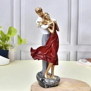 Valentine Romantic Love Couple Statue Showpiece for Home Decor Living Room (Red) - Picture 1 of 4