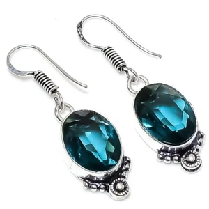 Iolite Quartz Gemstone Handmade 925 Sterling Silver Jewelry Earring 1.50" - Picture 1 of 1