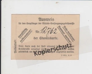Ausweis Militär-Versorgungsgebührnisse 1919 Soldaten 1. Weltkrieg WW 1 Post WK - Picture 1 of 2