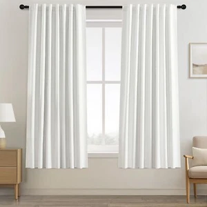 Blackout Curtains Back Tab Drapes for Living Room Rod Pocket Clip Rings Linen... - Picture 1 of 7