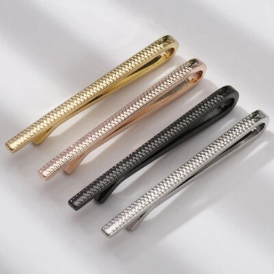 Mens Metal Silver Gold Tie Clip Holder Plain Clasp Skinny Tie Bars Pins Gift UK - Image 1 of 4