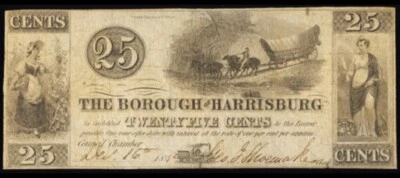Borough of Harrisburg, PA: 25c - Dec. 16, 1842 (Fine) - Image 1 of 3