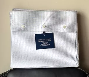 Ralph Lauren Organic Oxford Stripe Queen Flat Sheet - Blue/White NWT - Picture 1 of 5