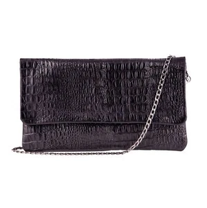 Damen schwarz Leder Clutch Umhängetasche Schultertasche Alligator bedruckt Rindsleder Tasche - Bild 1 von 3