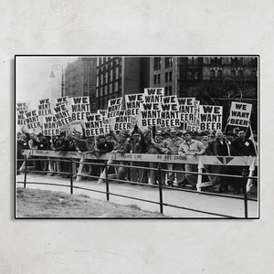 WE WANT BEER 1932 Protest Against Prohibition 18th Amendment Retro Poster - Picture 1 of 6