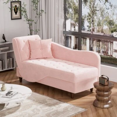 54.5" Adjustable Chaise Lounge Chair Indoor w/Storage 3in1 Futon Sofa Couch Bed - Image 1 of 4