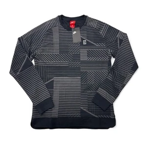 Nike Tennis Sweatshirt Mens Medium Geometric Print Black White NWT 848632-100 - Picture 1 of 12