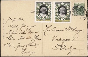 DENMARK, 1909. Post Card  72, Xmas Seal 6 (2), Roskilde - Copenhagen - Picture 1 of 1