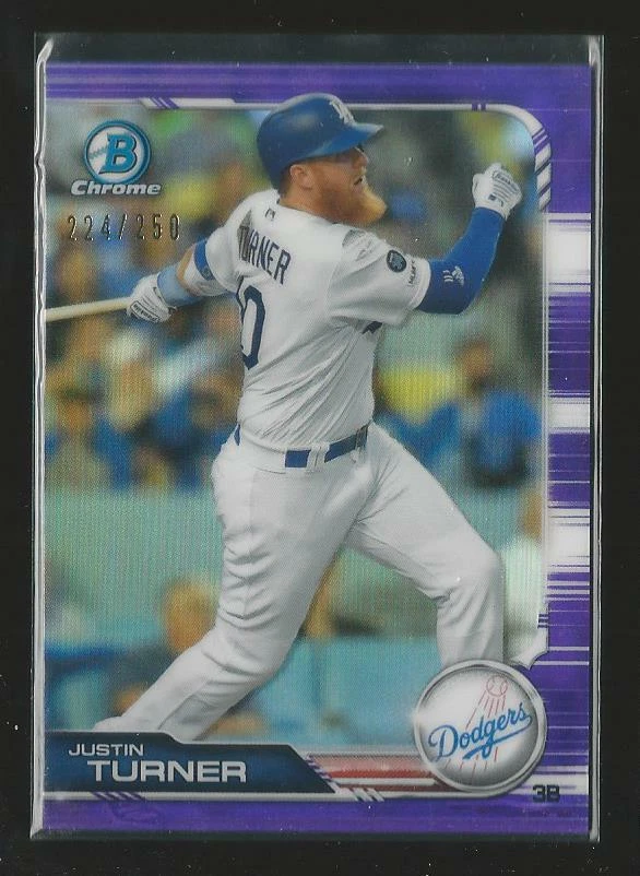 2019 Bowman Chrome Justin Turner Dodgers #99 Purple Refractor Rare Sp 224/250 - Image 1 of 1