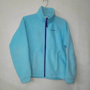 Columbia Jacket Girls 14/16 Turqouise Blue Benton Springs Fleece Full Zip Pocket - Picture 1 of 12