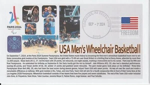6° Cachets Paris 2024 Paralympics Team USA Men's Wheelchair Basketball 3-peat - Picture 1 of 1