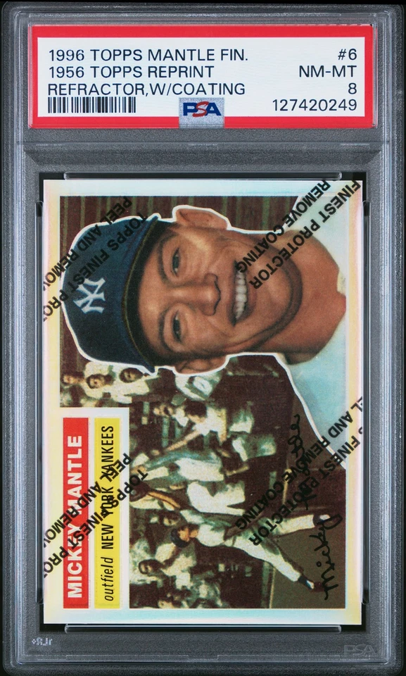 1996 Topps Mantle Finest #6 1956 Topps Reprint Refractor,W/Coating PSA 8 - Image 1 of 2