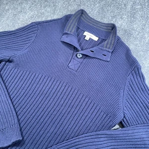 Calvin Klein Pullover Herren M Navy Langarm Rippstrick Schalkragen Pulli - Bild 1 von 8