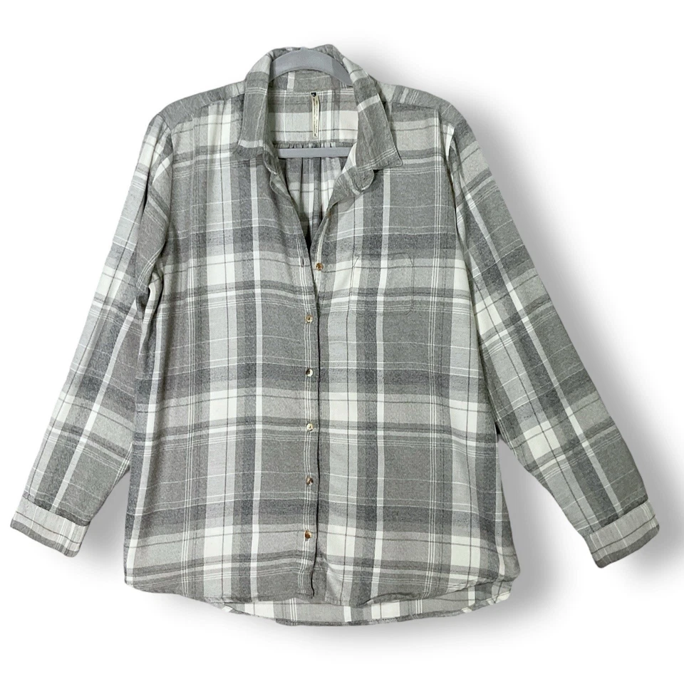 Camisa de franela a cuadros Kuhl para mujer talla XL con botones manga larga gris grunge Foto 1 de 4