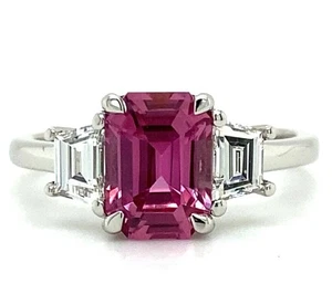 Engagement Ring 0.70 Ct Natural Diamond Pink Sapphire 950 Platinum Black Friday - Picture 1 of 10