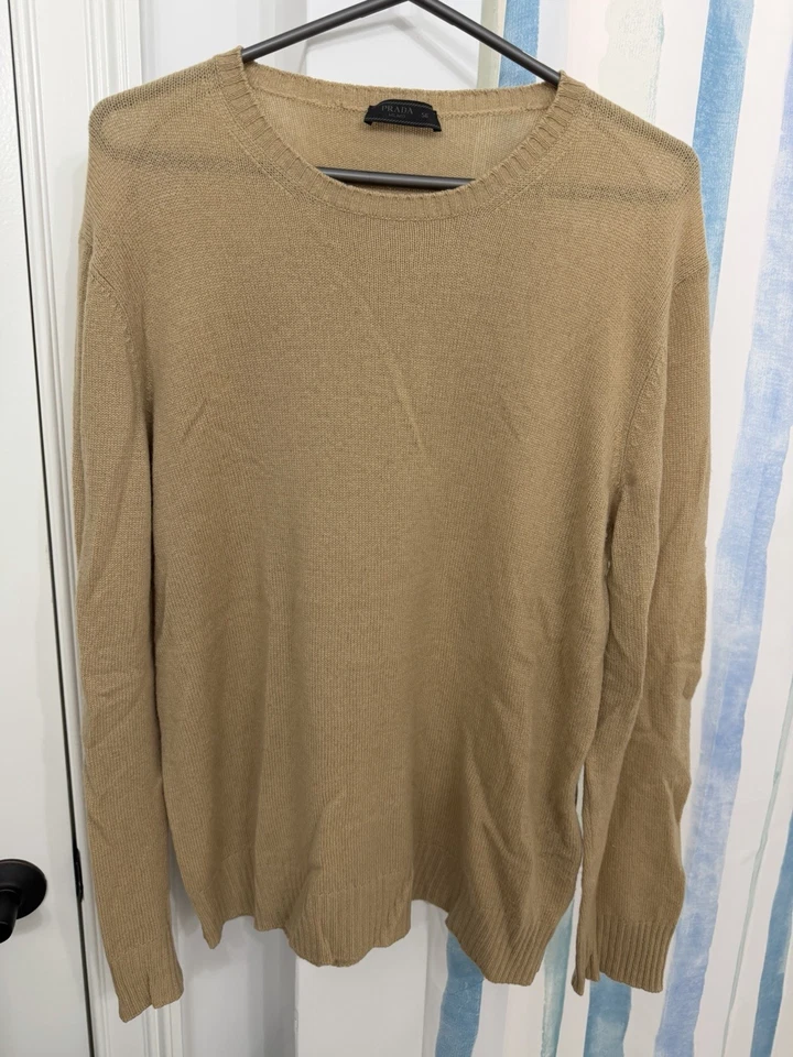 Authentic Men’s PRADA cashmere Sweater 56 - Runs Small Like 54 Preowned Tan - Image 1 of 4