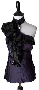 Karen Millen Silk Halter Top Size 4 Sequin Purple 🍒🍒 - Picture 1 of 22