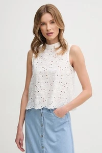 TOP MAGLIA BLUSA DONNA GAUDI 511BD45021 COTONE BIANCO ORIGINALE PE 2025 - Imagen 1 de 5