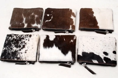 Cowhide Coin Purse Leather Change Pouch Zipper Purse Unisex (6 pieces Coin-5464 - Image 1 of 4