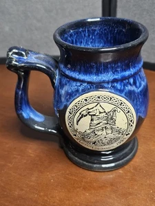 1994 John Coiner Pottery Blue Foam On Black Glazed Belly Tankard Wizardi - Picture 1 of 8