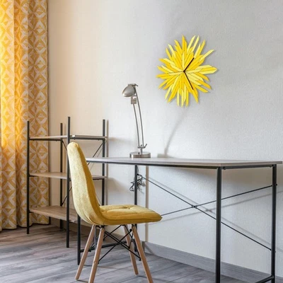 Organic wooden wall clock in shades of yellow - Haystack - Image 1 of 4