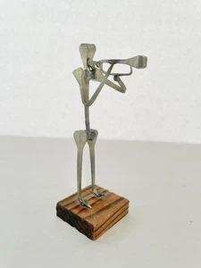 Vintage Horseshoe Nail Art Trumpet Player MCM Brutalist Made In Spain Musician - Picture 1 of 6