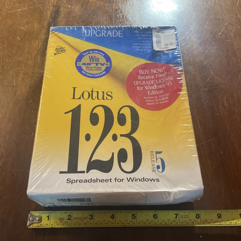 Caja dañada sellada Lotus 1-2-3 versión cuatro software hoja de cálculo actualización Windows Foto 1 de 4