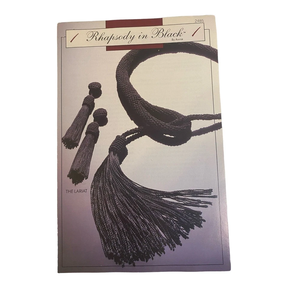 1988 Annie's Attic Rhapsody in Black Crochet Jewel The LARIAT and Earrings - Image 1 of 1