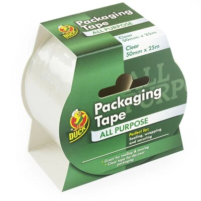 Duck Tape All Purpose PackagingTape - 50mm x 25m - Self Adhesive - Clear