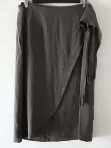 Ally Wrap Skirt with Tie Womens Size 12 Linen Blend Khaki Crossover - Picture 1 of 10