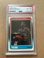 PSA 8 NBA Trading Card - Dennis Rodman 1988-89 Fleer #43 *Rookie Card*
