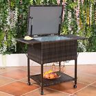Costway Portable Rattan Cooler Cart Trolley Outdoor Patio Pool Party Ice Drink
