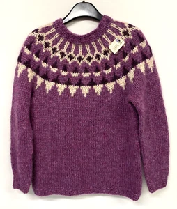 Chunky handmade jumper womens S purple Pure Icelandic wool Thorvaldsens Bazar - Picture 1 of 5