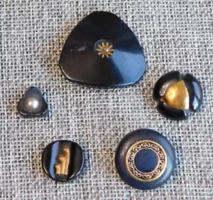 Lote de botones de baquelita antiguos de colección con metal OME ~ #016-W - Imagen 1 de 4