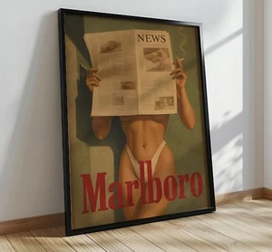 Vintage Cigarette Western Poster Print, Vintage Marlboro Art Print - Picture 1 of 3