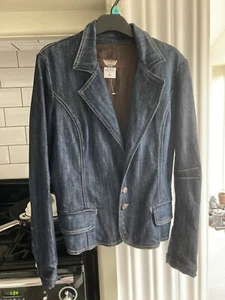 Iconic Victoria Beckham Rock and Republic Fitted Blue Denim Jacket Size L 12 vgc - Picture 1 of 8