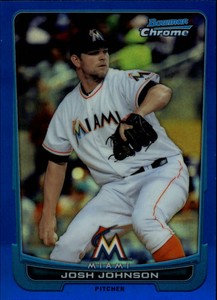 2012 Bowman Chrome Blue Refractors Marlins Baseball Card #2 Josh Johnson/250