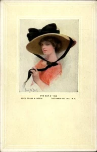 Sombrero de mujer elegante arco Knapp Co. postal artística vintage - Imagen 1 de 2