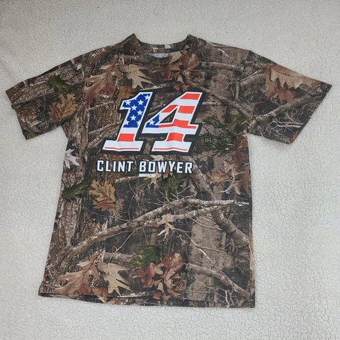 Clint Bowyer #14  True Timber Mens Camo Medium T-Shirt Camouflage NASCAR TEE Cover