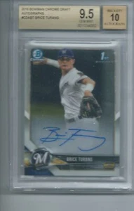 Brice Turang 2018 Bowman cromo borrador automático 1er #CDABT BGS 9,5 10 AU GEMA COMO NUEVO - Imagen 1 de 2
