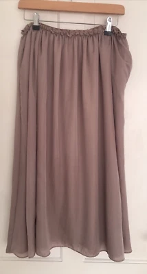 Falda Reiss Para Mujer Beige Detalle Cintura Reunida Midi Boho Forrada Talla 10 Foto 1 de 4