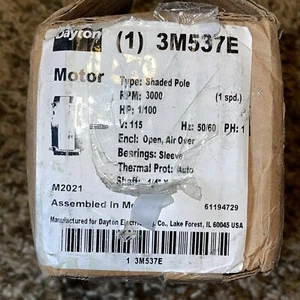 Dayton 3M537E HVAC MOTOR 1/100HP 3000RPM 115V Open AIR 3M537E New - Picture 1 of 3