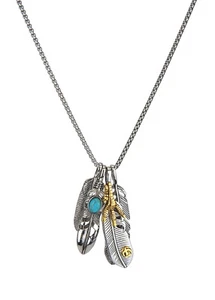 Ella Jonte lg. Boho Ibiza Kette silber gold türkis Ethno Halskette mit Anhängern - Bild 1 von 4